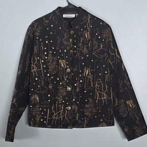 NEW DIRECTION Black Blazer with Gold Accents
